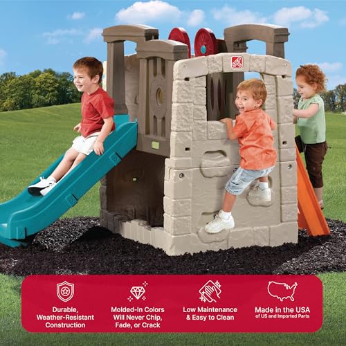 Step2 Woodland Climber II Kids Playset, Ages 2 –6 Years Old, Toddler Slide and Climbing Wall, Outdoor Playground for Backyard, Sturdy Plastic Frame, Easy Set Up