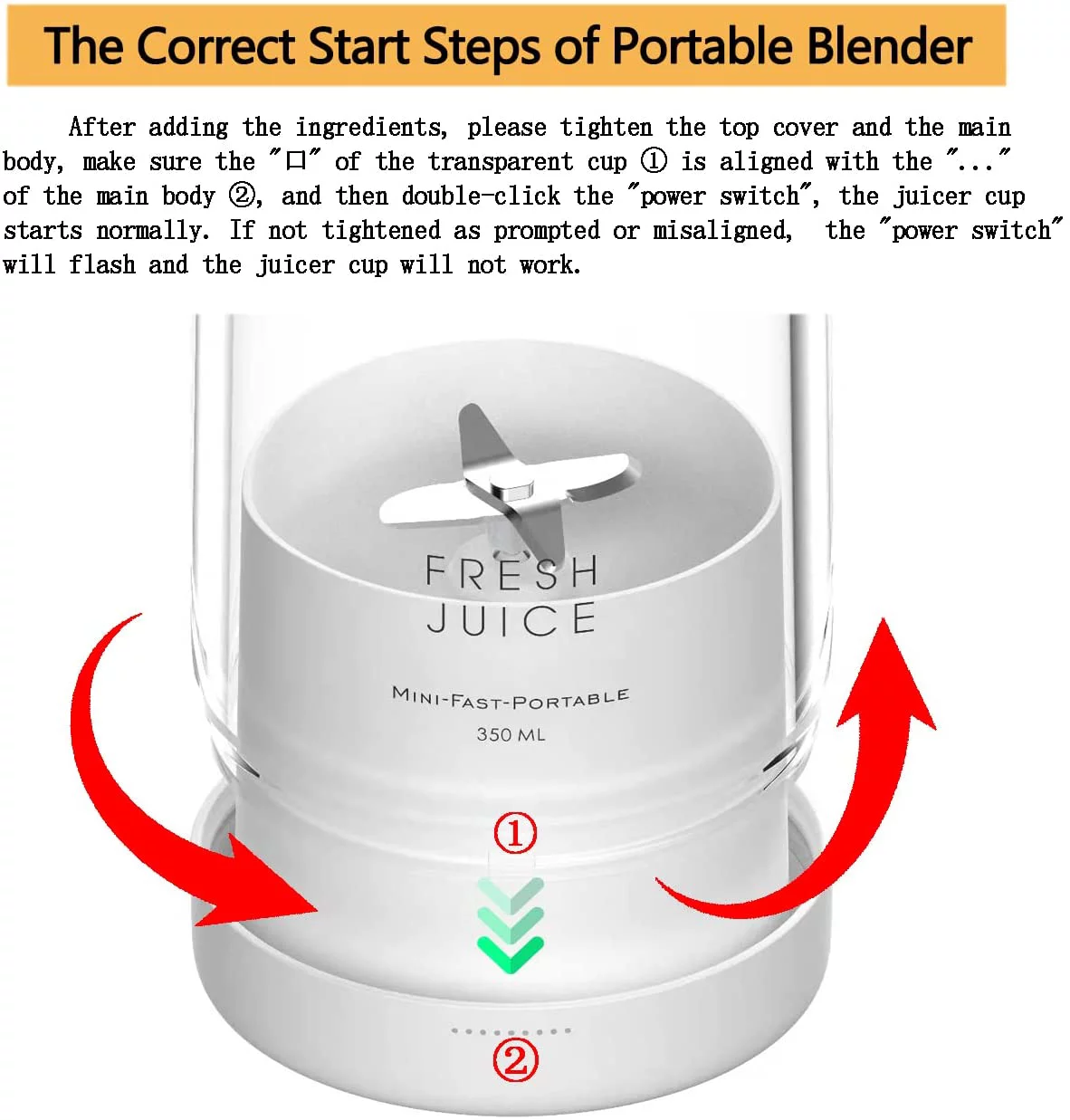 Personal Size Blender, Portable Blender, Battery Powered USB Blender (Pink)