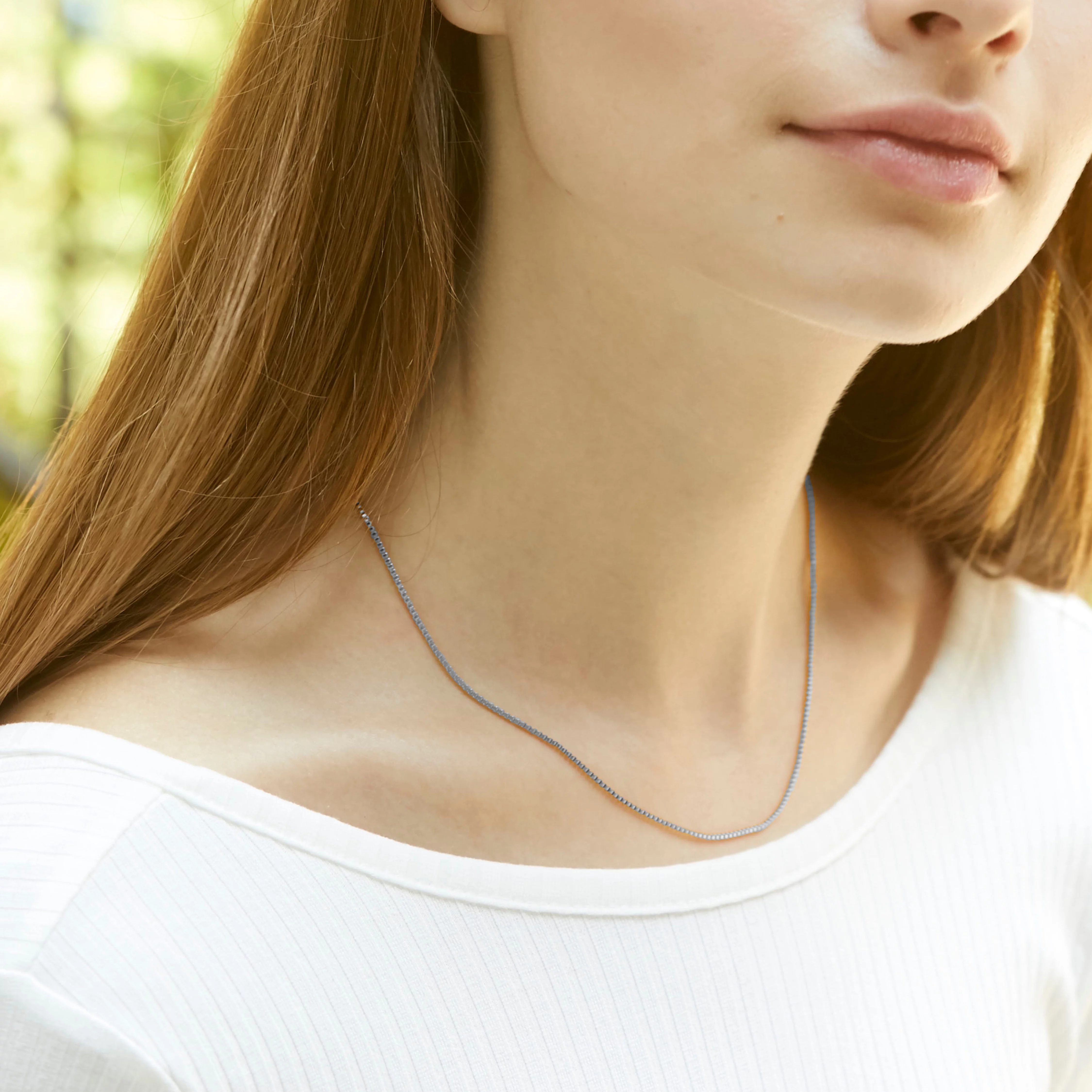 KISPER 24k White Gold Over Stainless Steel 1.2mm Box Chain Necklace, 24 inch