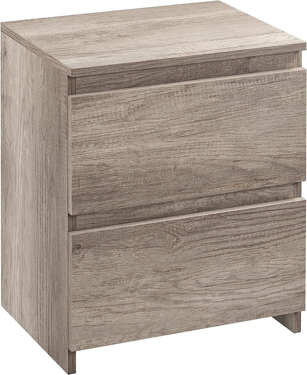 End Table, Vertical Side Table With 2 Drawers For Living Room, Small Space, 14 X 18 X 22 Inches, Modern Style, Grey