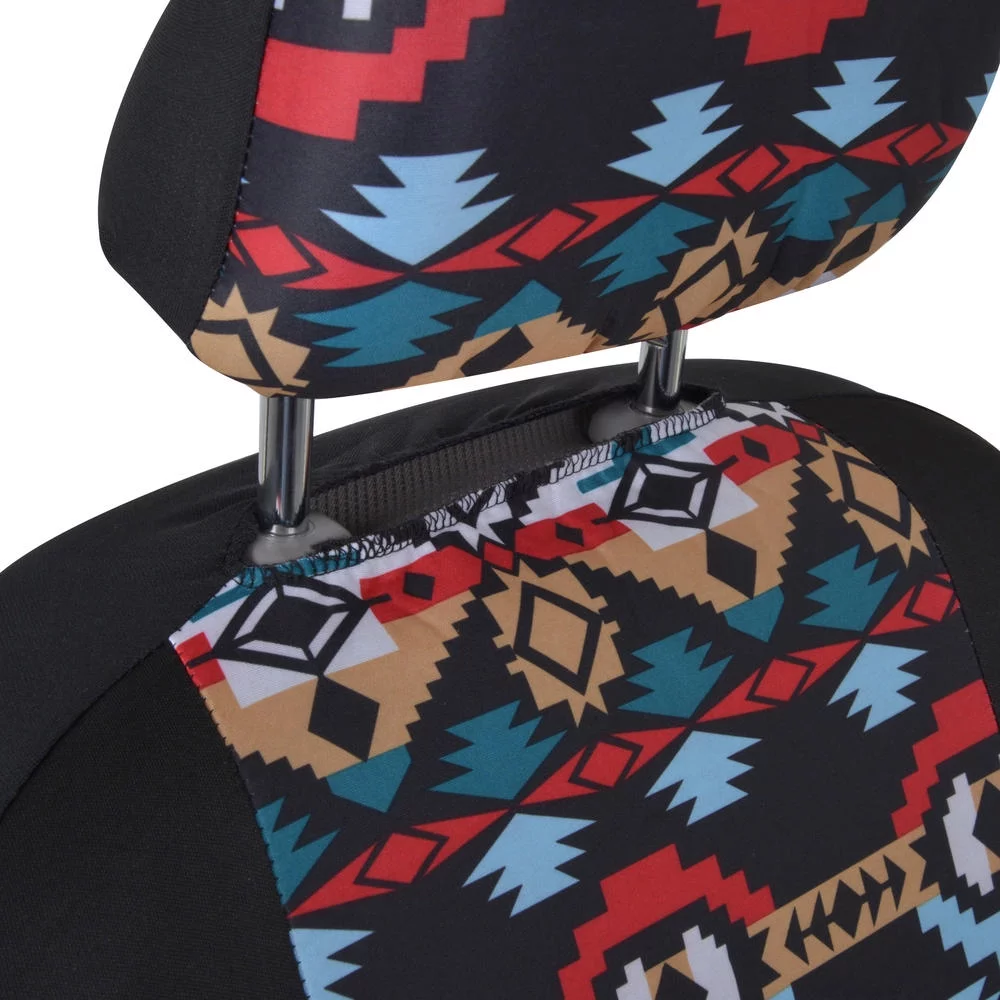 BDK Two Tone Pattern Car Seat Covers - Sideless Chic Style - Soft & Flexible Polyester (Aztec Pattern)
