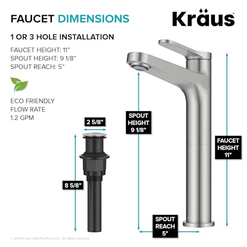 KRAUS Indy Single Handle One Hole Bathroom Sink Faucet in Chrome, KBF-1411CH