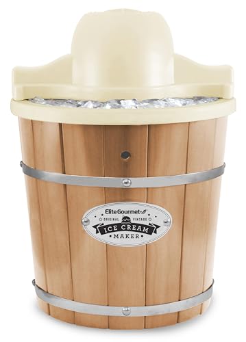 Elite Gourmet Maxi-Matic EIM-924L 4 quart Old Fashioned Electric Ice Cream Maker, Pine Bucket