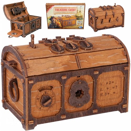 WOODEN.CITY Treasure Chest Puzzle Box for Adults – 3D Wooden Puzzles Mystery Box Brain Teaser & Escape Room Game with Secret Opening (165 Pieces, Gift Idea)