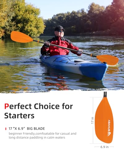 Abahub Adjustable Kayak Paddle 210-230 cm/ 230-250 cm Floating Kayaking Oars Boating Oars Canoeing Oars Black