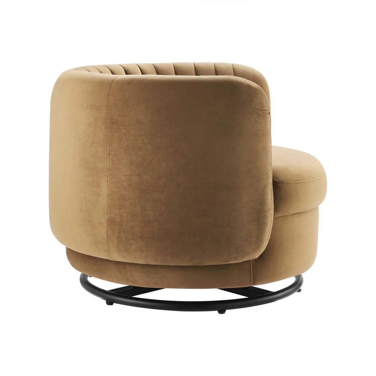 Embrace Tufted Performance Velvet Performance Velvet Swivel Chair, Black Cognac