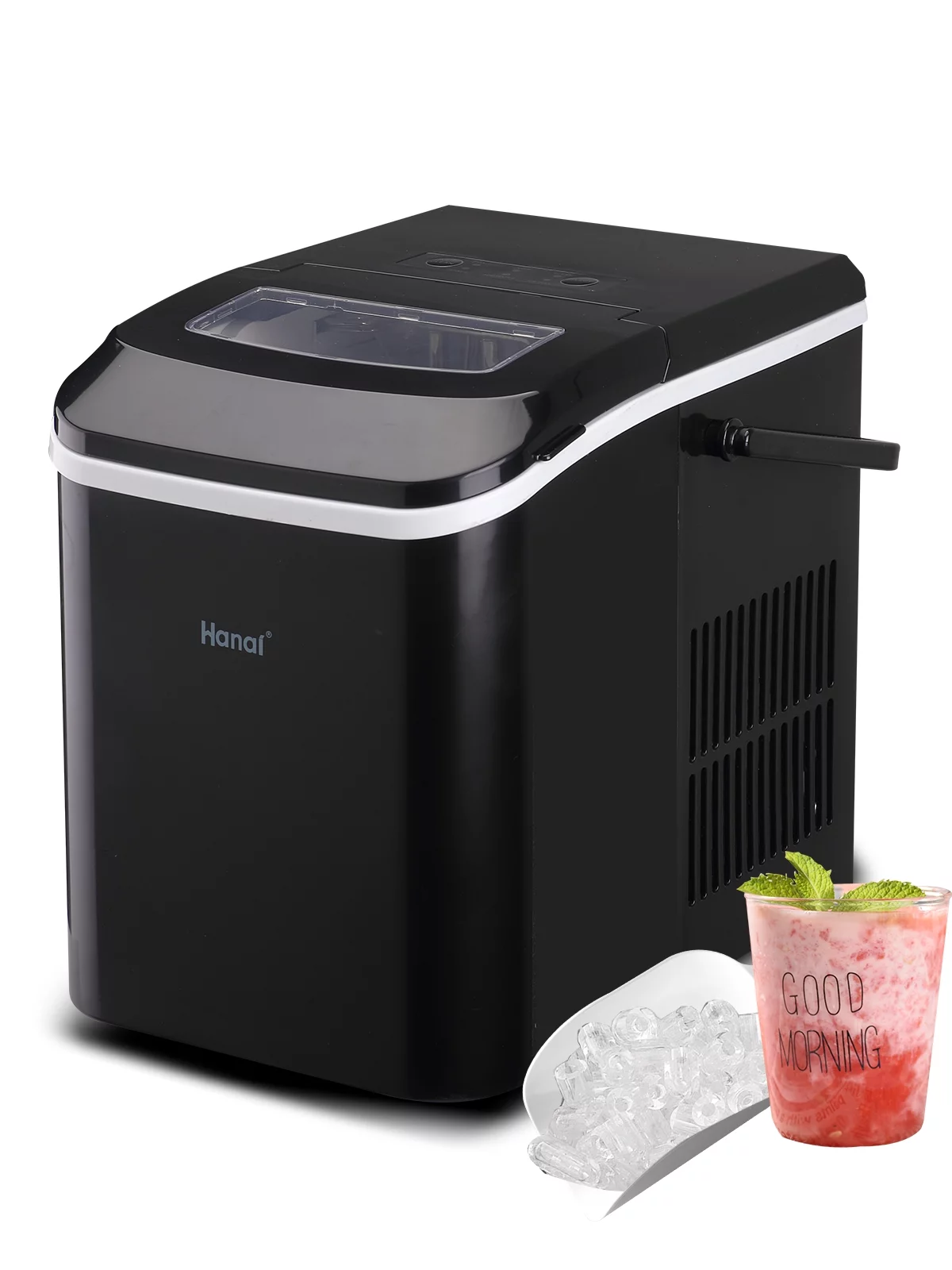 Ice Makers Countertop WANAI Portable Ice Machine, 26lbs/24 Hours, 9 Ice Cubes Ready in 7-8 Mins, Self-Cleaning Ice Making Machine with Ice Scoop and Basket, L&S Bullet Sizes for Home Office Camping RV