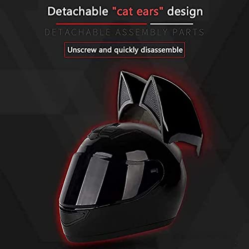 Cool Locomotive Motorcycle Full Face Helmet Girl Women Personalized Cat Ear Motorcycle Helmet Four Season Flip-Up Helmets DOT Certified Street Bike Racing Motocross Couples Helmet