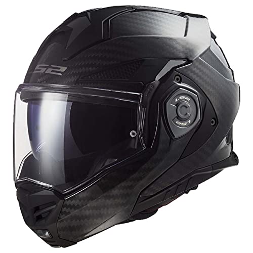 LS2 Helmets Advant X Carbon Fiber Modular Helmet with Integrated Cardo 4X Bluetooth (Matte Black - Small)