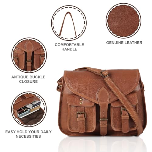 14 Inch Leather Purse Women Shoulder Bag Crossbody Satchel Ladies Tote Travel Purse Genuine Leather