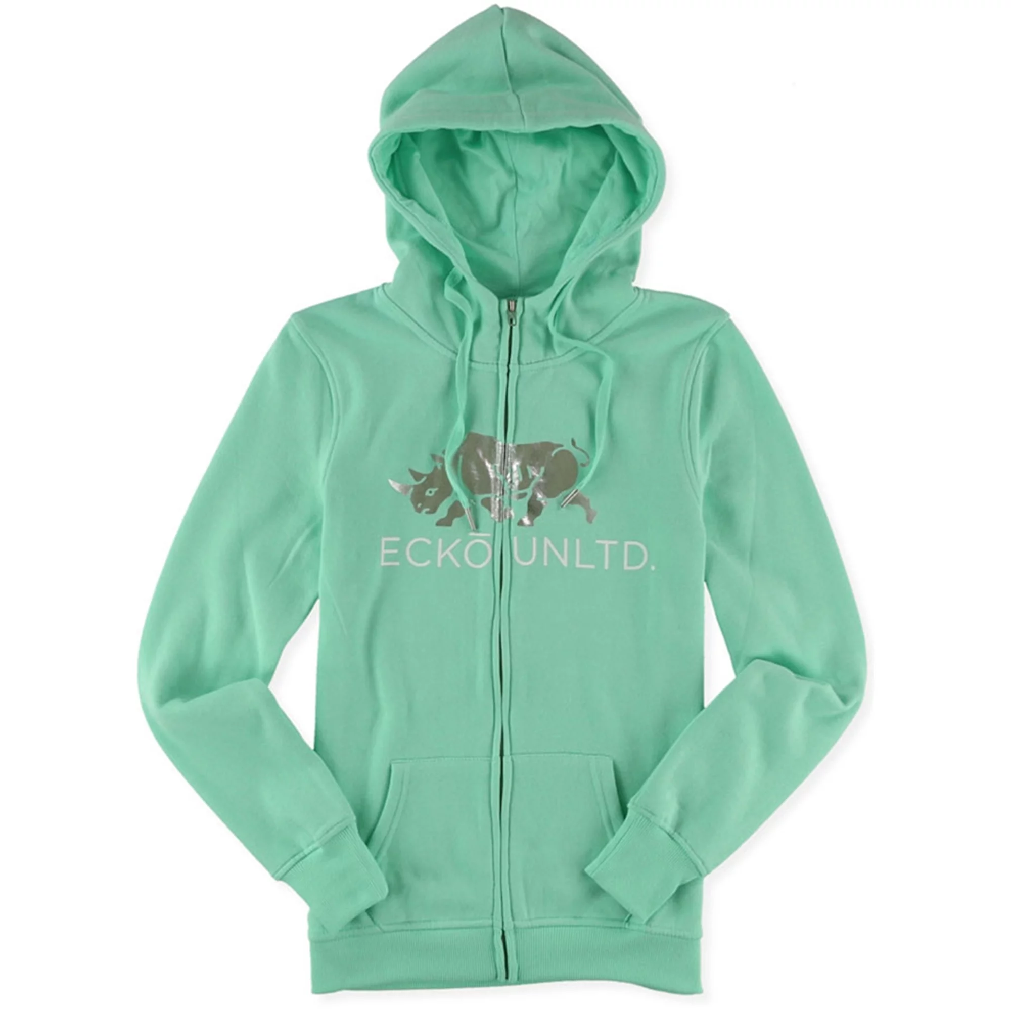 Ecko Unltd. Womens Worldwide Rhino Zip Up Hoodie Sweatshirt, Green, Small