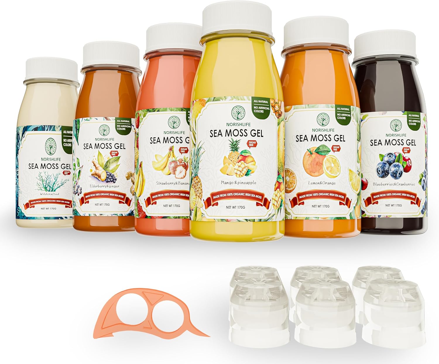 Irish Sea Moss Gel - 6 Flavors 36oz Organic Sea Moss Gel, Natural sea Moss Gel with 92 Vitamins and Minerals for antioxidant Support, Energy & Health