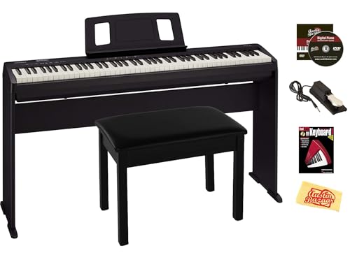 Roland FP-30X 88-Key Digital Piano - Black Bundle with Adjustable Stand, Bench, Sustain Pedal, Online Piano Lessons, Instructional DVD, and Austin Bazaar Polishing Cloth
