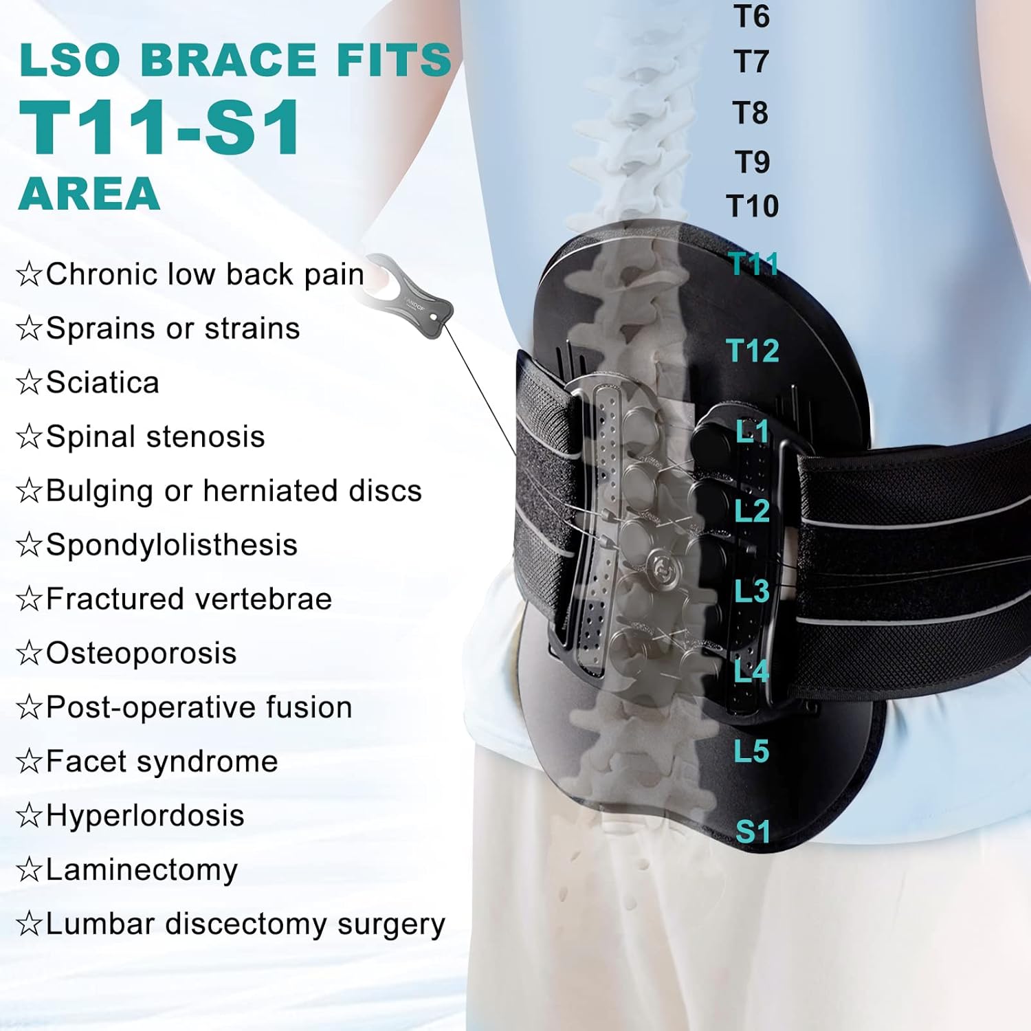 LSO Spine Decompression Support-Entire ARC Back Brace for Women & Men, 3D PAD Plus Lumbosacral Corset Belt with Adjustable Pulley System Decompression Back Support for Sciatica, Herniated Discs, Lumbar Strain and Spine Stenosis