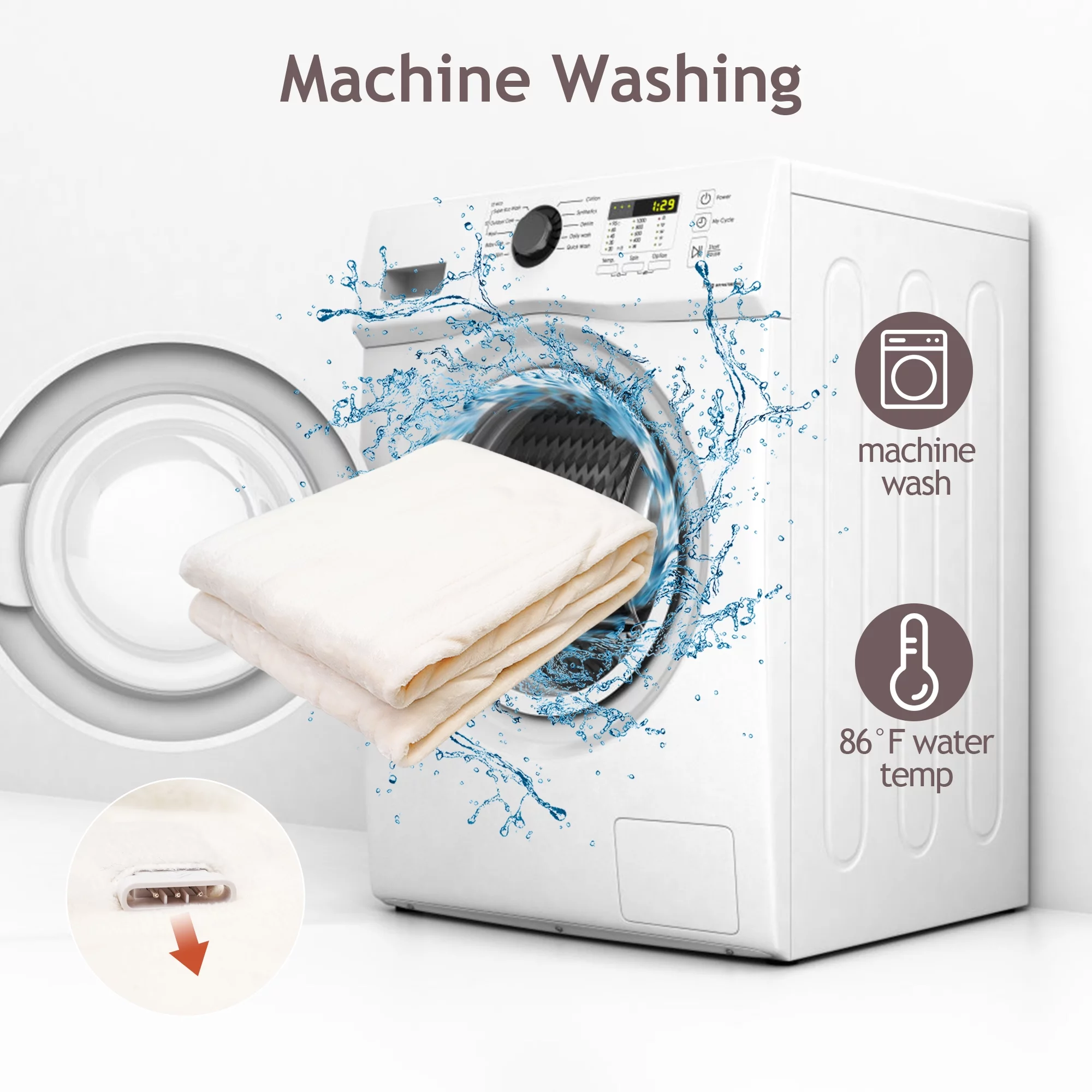 Superjoe Electric Throw Heated Blanket, Double-Layer Flannel, 4 Heat Settings and Auto-off, 60