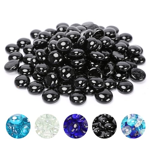 Hisencn Fire Glass Beads for Fire Pit 1/2 Inch, Cobalt Blue Fire Glass Rocks for Propane Gas Fireplace or Natural, Outdoor and Indoor Reflective Decorative Tempered Firepit Glass, 10 Pounds