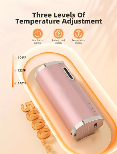 Hand Warmer Power Bank,5000mAh Pocket Portable Hands Heater,Rechargeable Hand Warmers with LED Display,Portable Reusable Pocket Heater for Raynauds,Hunting,Camping,Golf