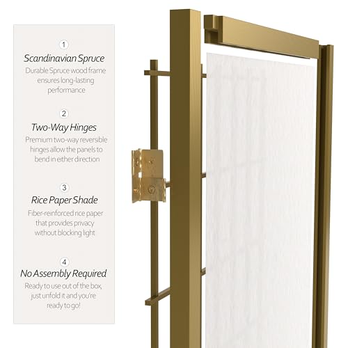 Red Lantern 6 ft. Tall Window Pane Shoji Screen-Natural-4 Panels Room Divider