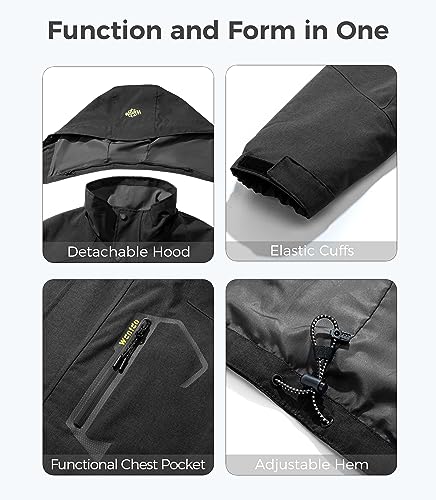 wantdo Men's Warm Winter Down Jacket Hooded Winter Coats Waterproof Snowboarding Coat