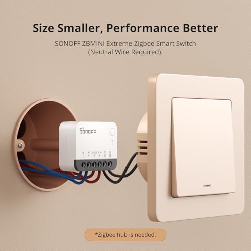 SONOFF ZigBee Smart Light Switch, SONOFF Zigbee Hub Required, Interruptor Inteligente Voice Control with Alexa & Google Home, Neutral Line Required Smart Home Device, Zigbee Switch ZBMINIR2 4-Pack