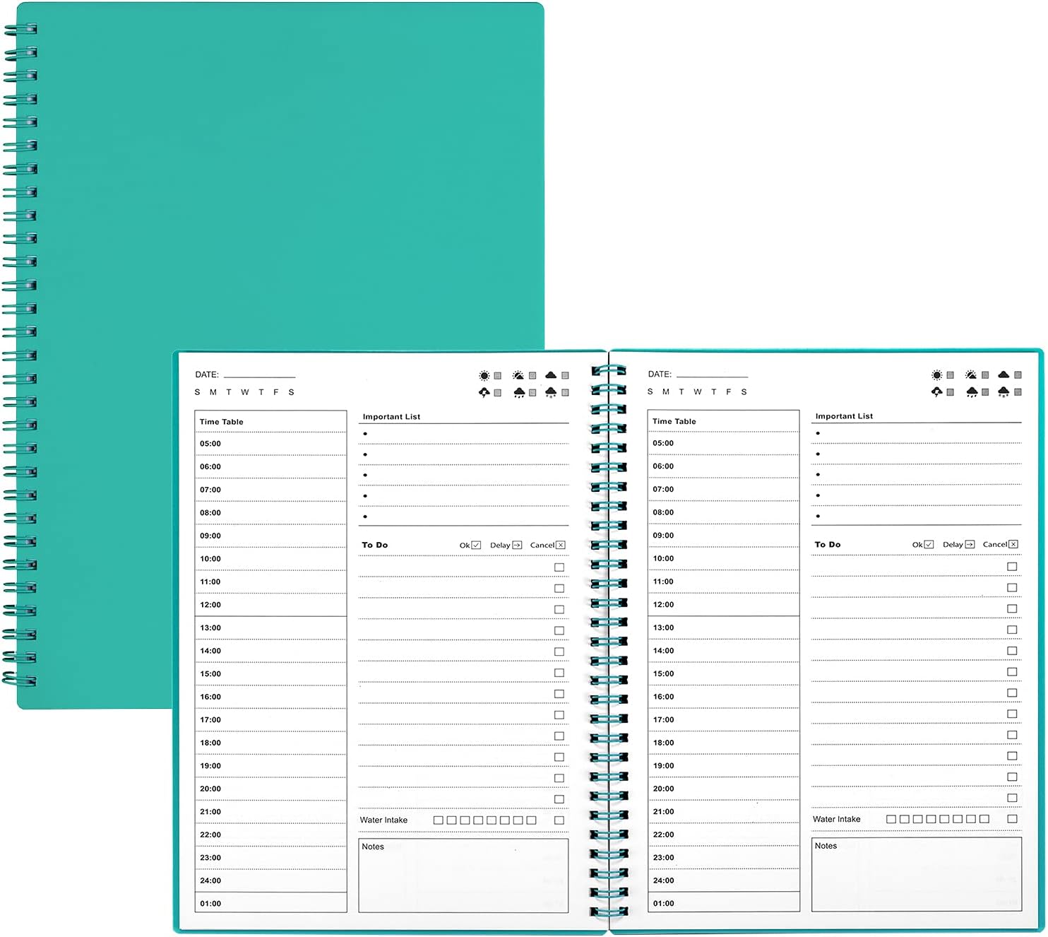 Daily Planner Undated, Hourly Planner 150 Pages, To Do List Notebook, Time Management Manual and Planner, 5.2