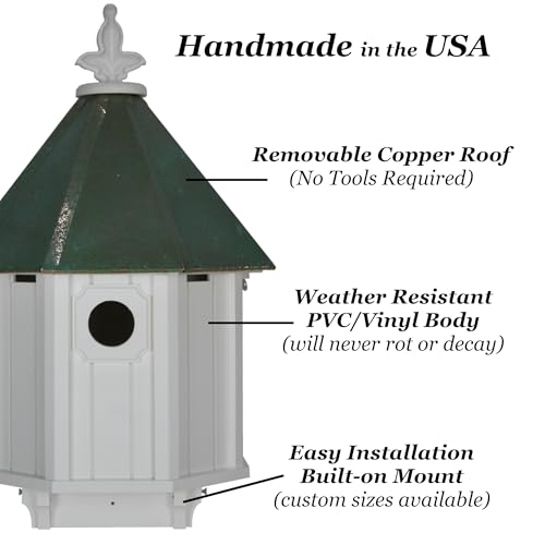 Bluebird Songbird Duplex Bird House, Verdigris Patina Roof (4
