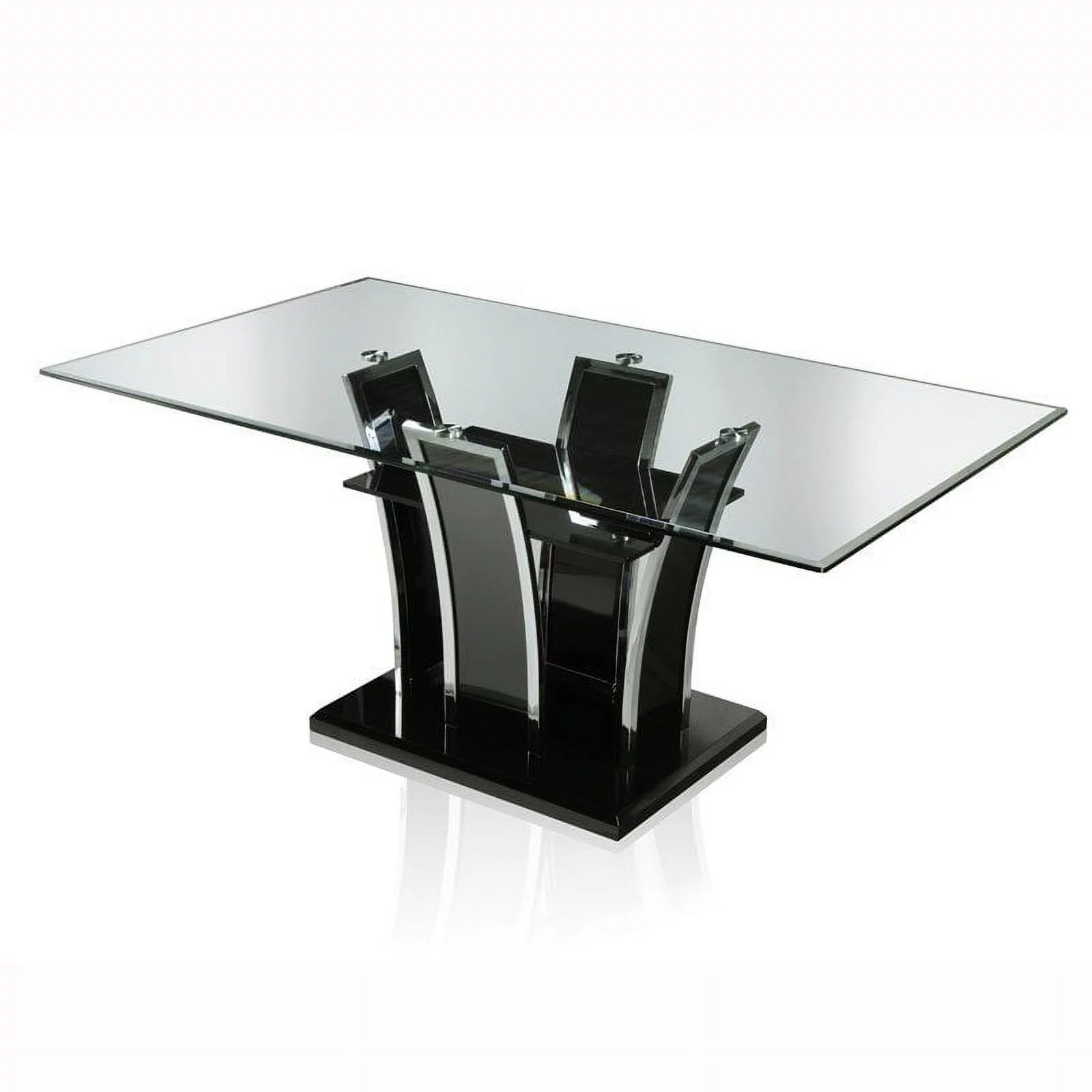 Furniture of America Valery Contemporary Glass Top Dining Table in Black