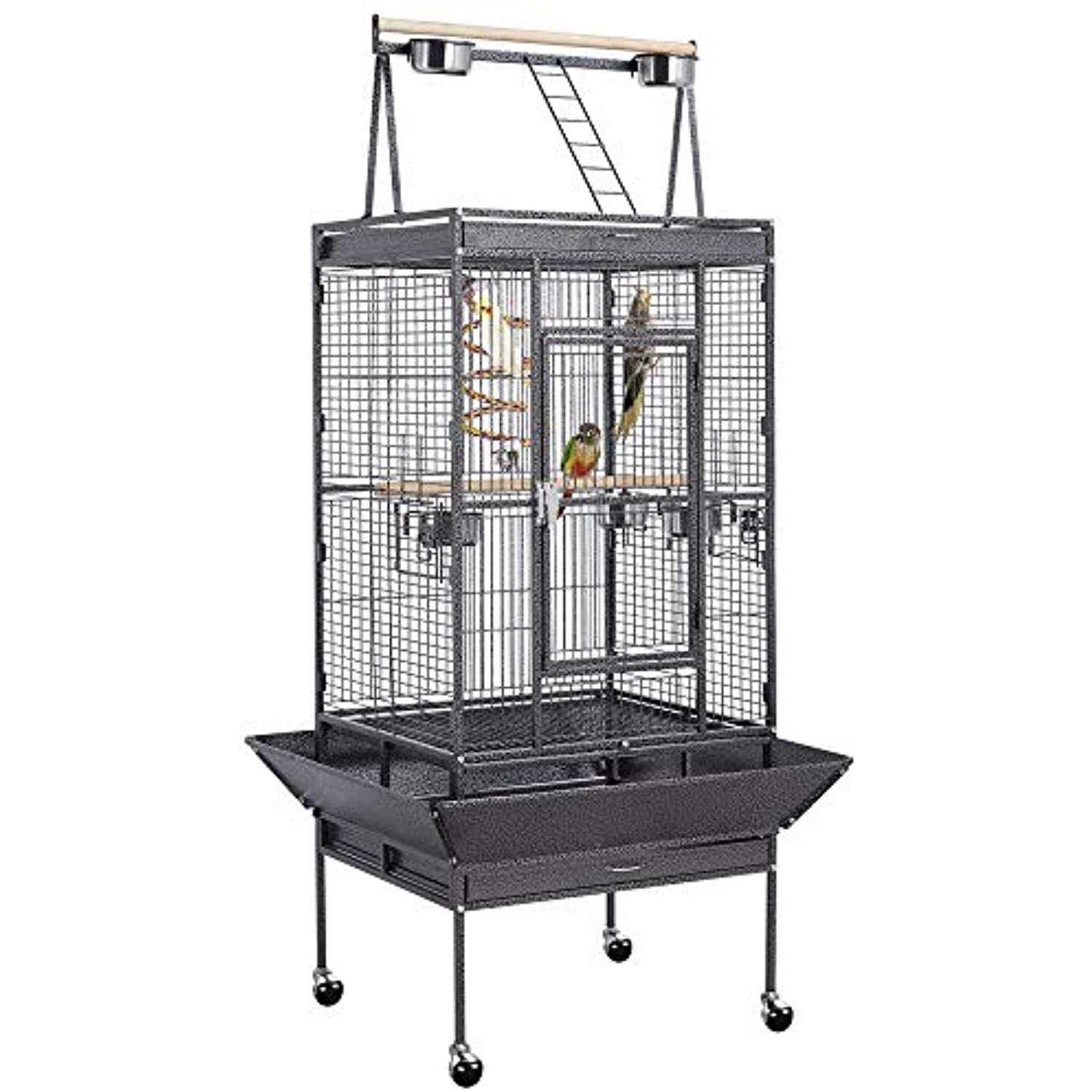 Yaheetech Wrought Iron Rolling Large Parrot Bird Cage for African Grey Small Quaker - Pet Supplies online store