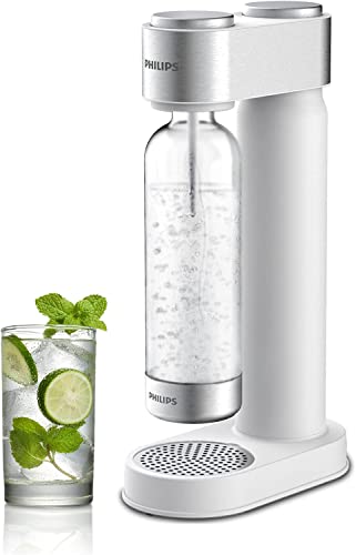 Philips Stainless Sparkling Water Maker Soda Maker Machine for Home Carbonating with BPA free PET 1L Carbonating Bottle, Compatible with Any Screw-in 60L CO2 Exchange Carbonator(NOT Included), White