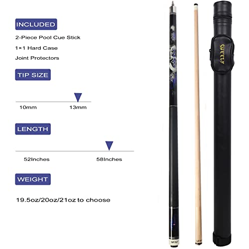 Pool Cue Stick,Billiard Cue Sticks with Hard Case Low Deflection Shaft Professional Billiard Pool Cues Sticks 19.5-21 oz cue Stick