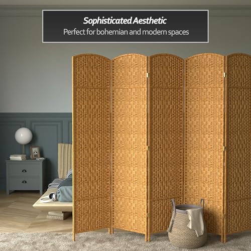 Red Lantern 7 ft. Tall Diamond Weave Dark Beige-6 Panels Room Divider