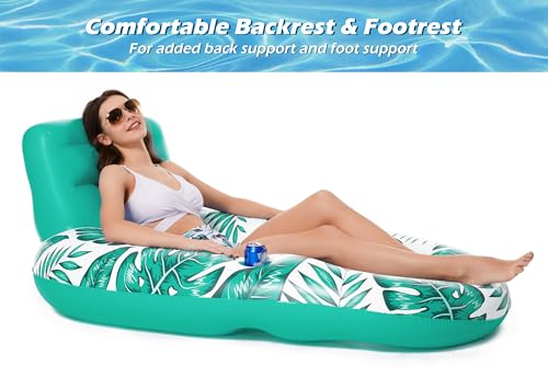 Jasonwell Inflatable Pool Float Adult - Pool Floaties Lounger Floats Raft Floating Chair Water Floaties for Swimming Pool Lake Lounge Float with Cup Holders Beach Pool Party Toys for Adults