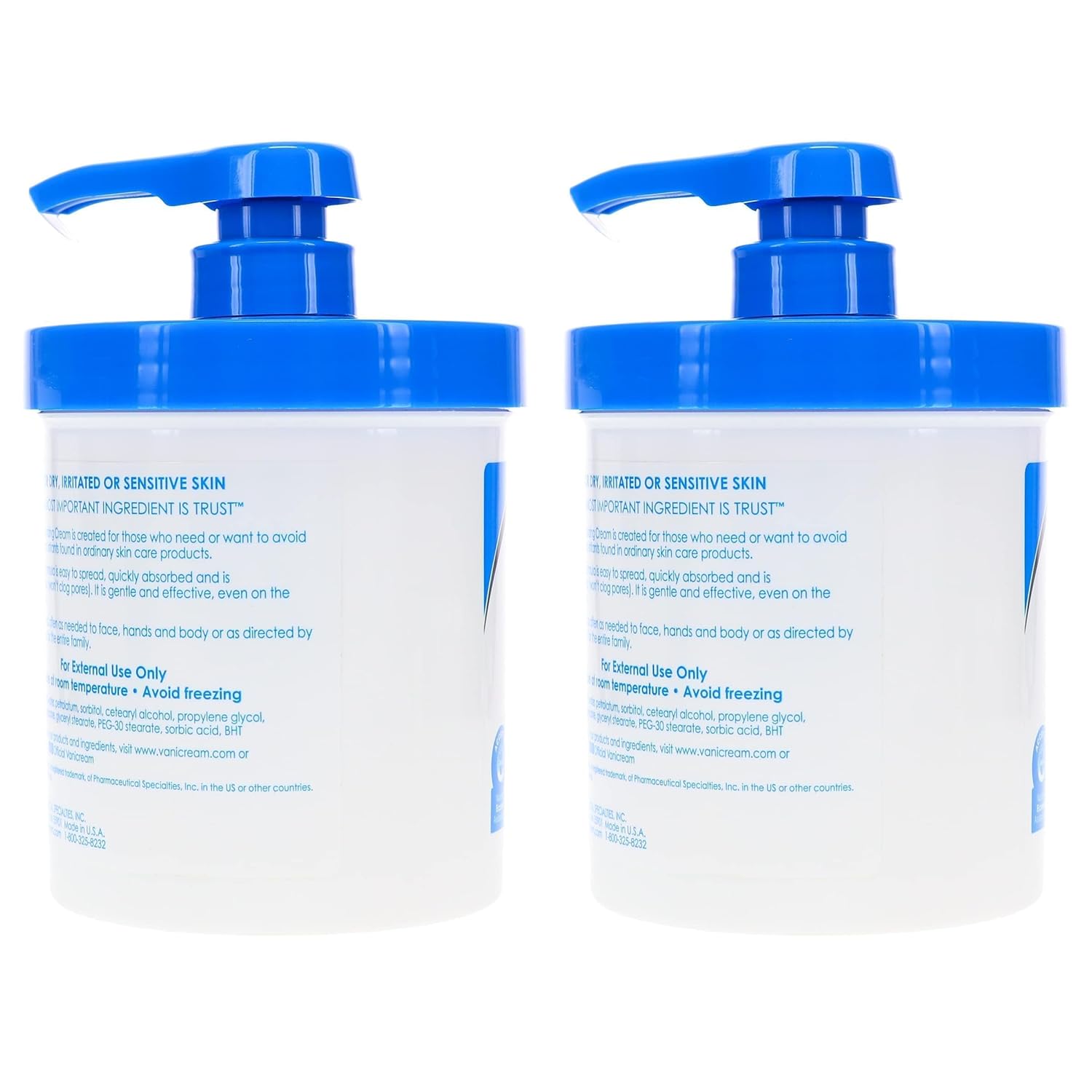 Vanicream Skin Cream With Pump Dispenser 16 oz (Pack of 2)