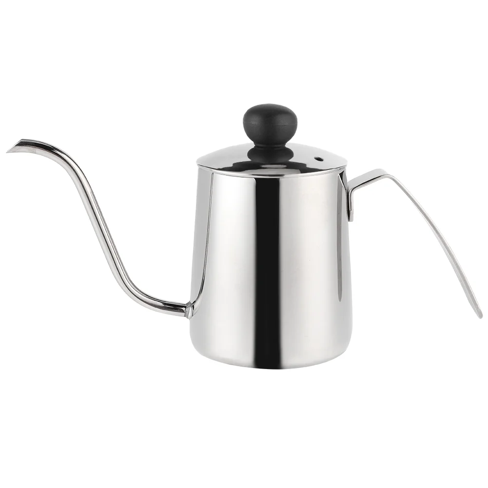 Dekaim Coffee Pot, 250ml Stainless Steel Coffee Pot Long Spout Kettle with Handle for Home Coffee Shop(With Lid)
