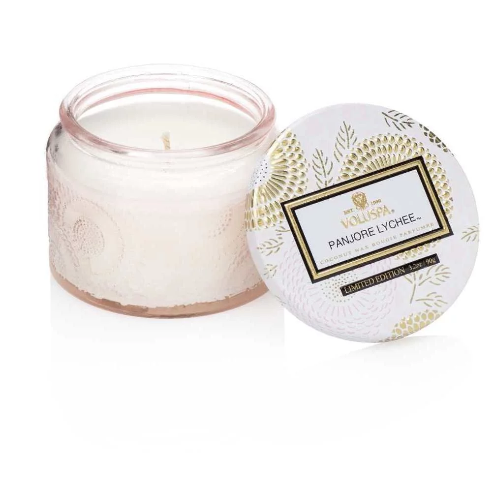 Voluspa Petite Panjore Lychee Glass Jar Candle, 3.2 Ounce