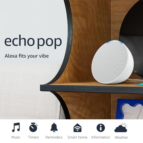 Amazon Echo Pop (newest model), Our smallest Alexa speaker, Fits in any room, Lavender Bloom