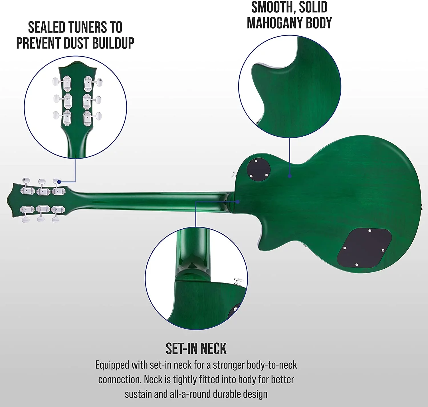 LyxPro 39” SB Series Electric Guitar for Beginner, Green