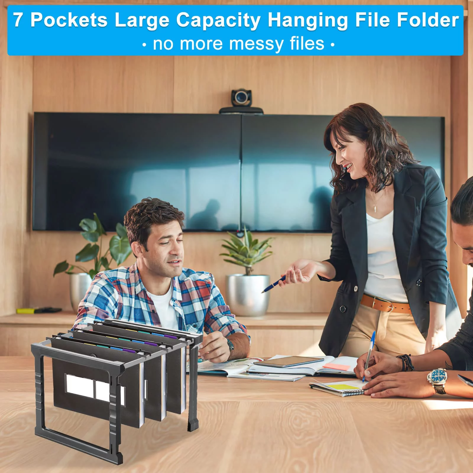 3 Pack Hanging File Folders Letter Size, Allnice Large Capacity 7 Pockets Expandable File Folder with Multi-Color Tabs,Hanging File Organizer File Folders for Filing Cabinet Office School