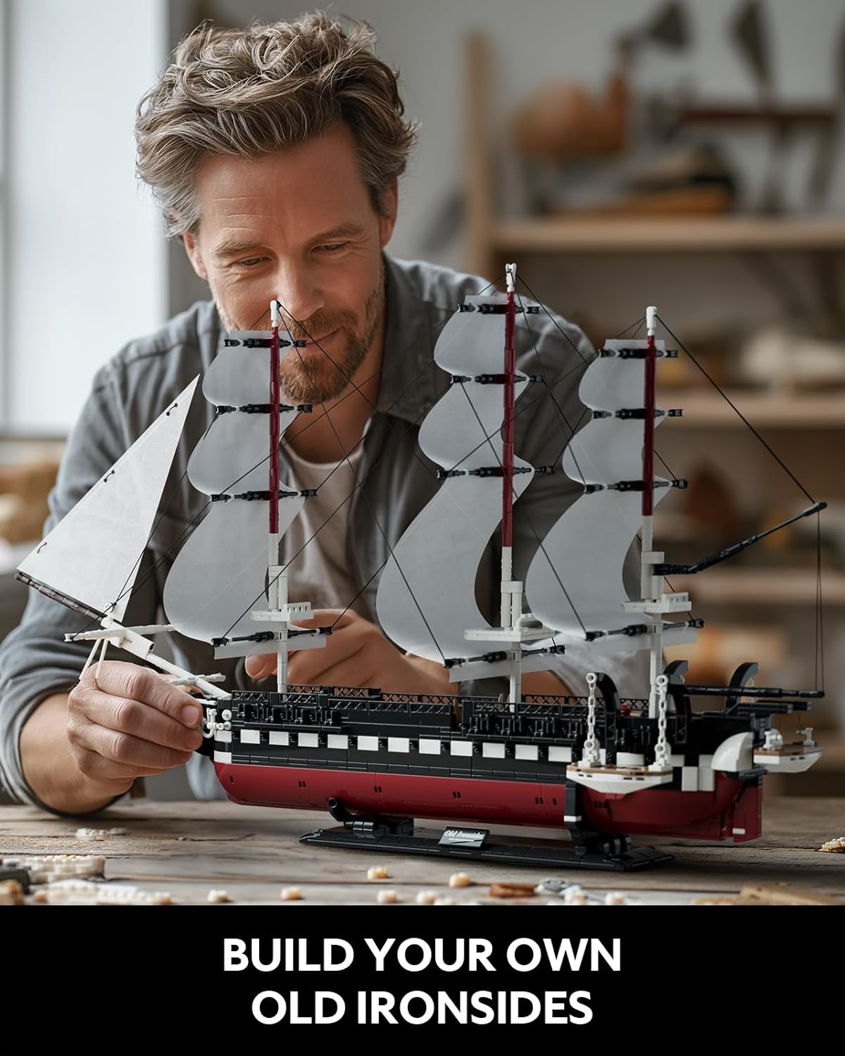 Nifeliz Old Ironsides, Collectible Navy Ship Building Set for Adults, Build and Display This Replica of an Iconic USS Frigate, Gift Ideal for Sailing Ships Enthusiasts (1603 PCS, NF10239)