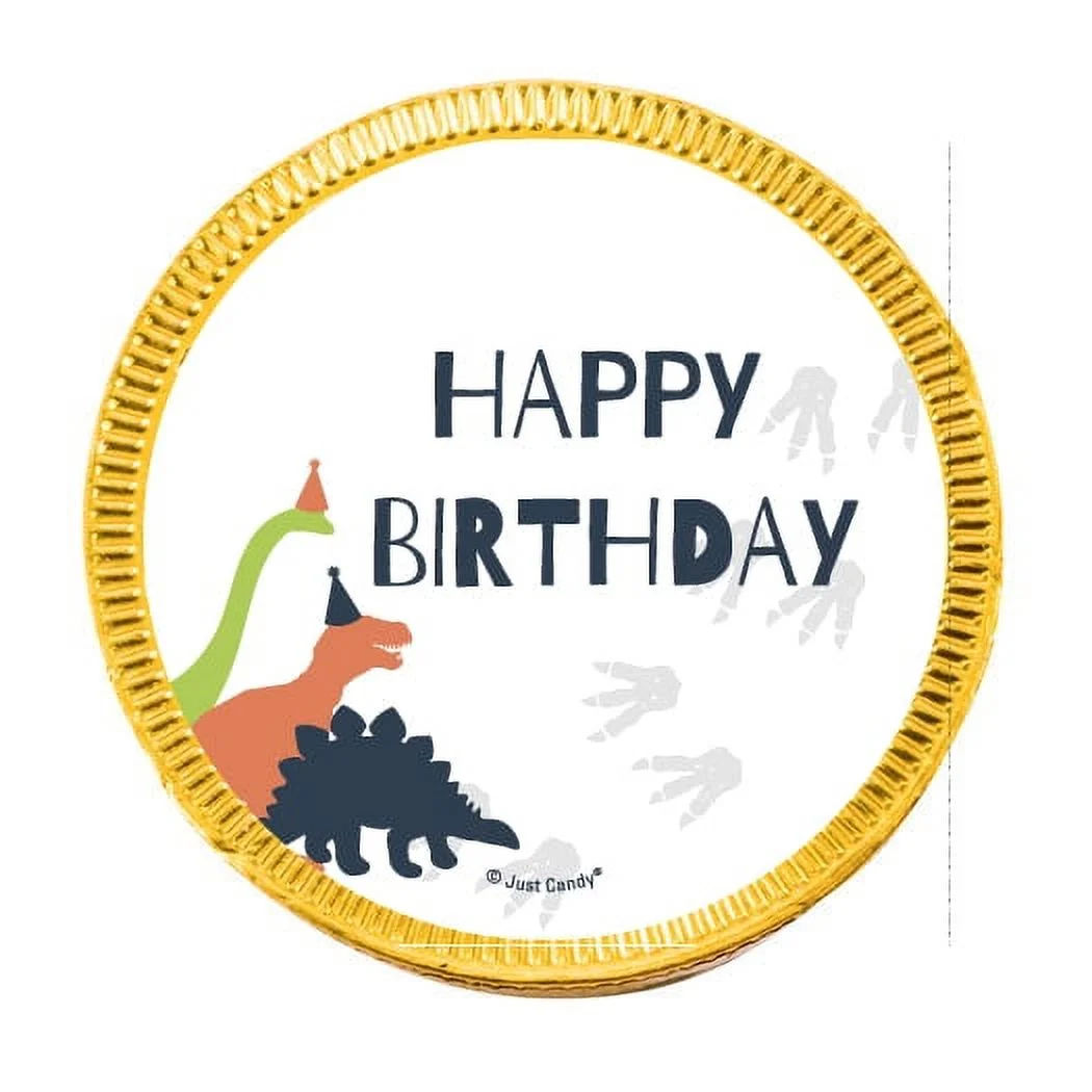 84ct Dinosaur Kid's Birthday Candy Party Favors Chocolate Coins (84 Count) - Gold Foil - By Just Candy
