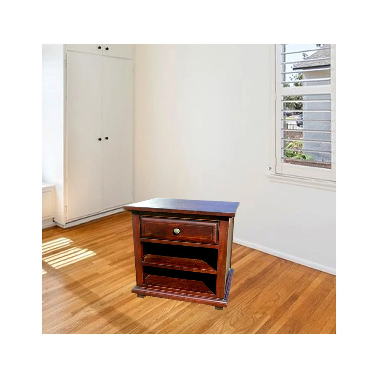 D-Art Collection Java Traditional Solid Mahogany Wood Nightstand in Dark Brown