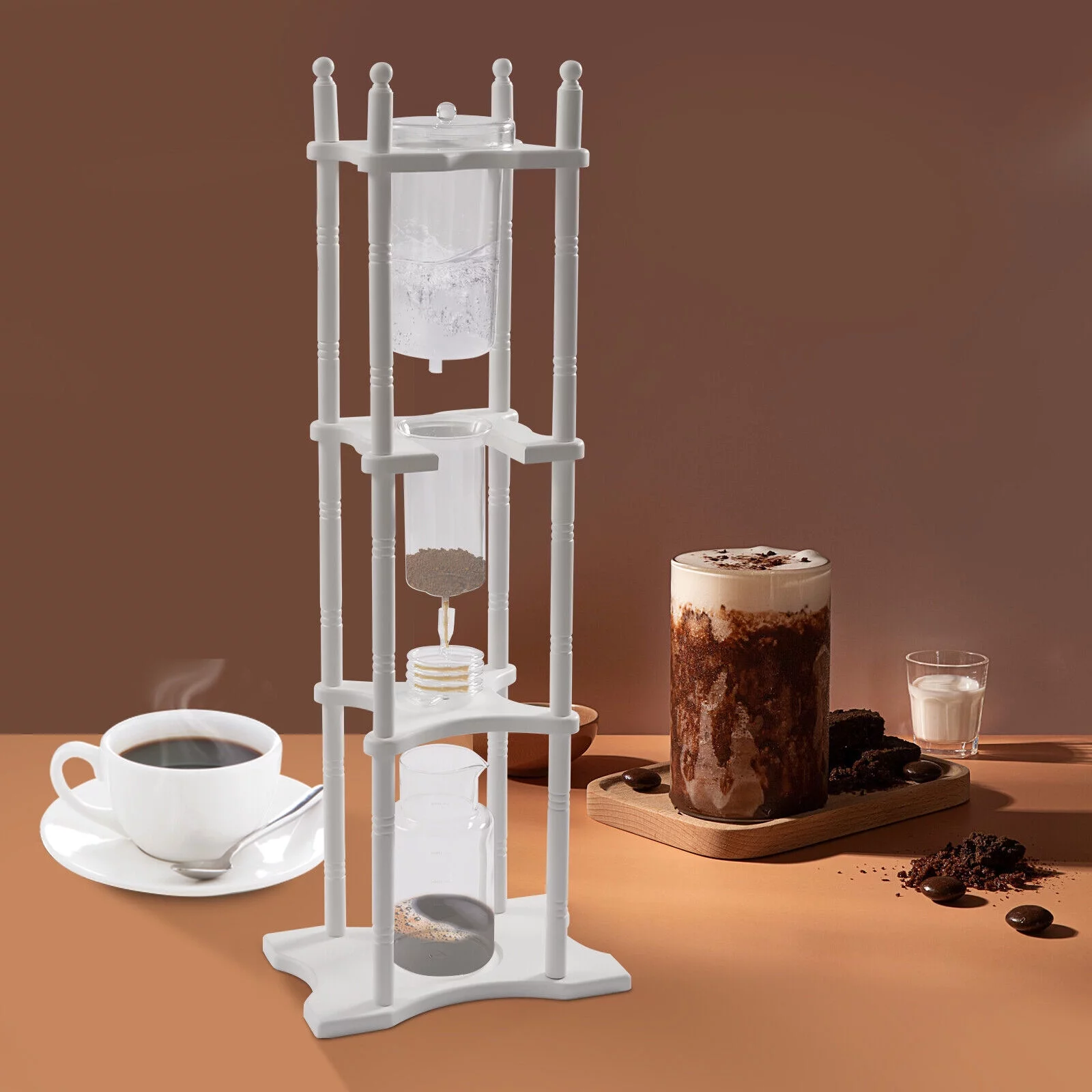 Ice Drip Cold Brew Coffee Maker Ice Coffee Machine with Slow Drip Coffee Tower