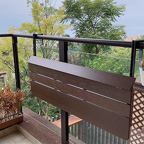 Balcony Bar Table For Railings,outdoor Bar Table,balcony Table,Adjustable Height Small Folding Space Saving Serving Desk, Countertop Extension Fold Down For Patio,Garden,Porch ( Color : Brown , Size :