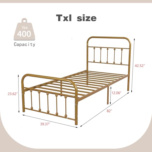 alazyhome Classic Metal Platform Full Size Bed Frame Mattress Foundation with Victorian Style Iron-Art Headboard Under Bed Storage No Box Spring Needed Black