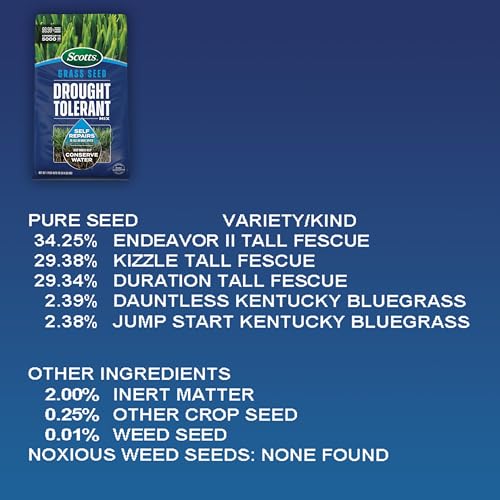 Scotts Grass Seed Drought Tolerant Mix, Kentucky Bluegrass and Tall Fescue Grass Seed Mix, Covers up to 2,000 sq. ft., 4 lb.