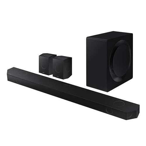 SAMSUNG Q990D 11.1.4ch Soundbar w/Wireless Dolby Atmos Audio, Rear Speaker Included, Q-Symphony, SpaceFit Sound Pro, Adaptive Sound, Game Mode Pro with Alexa Built-in, HW-Q990D/ZA