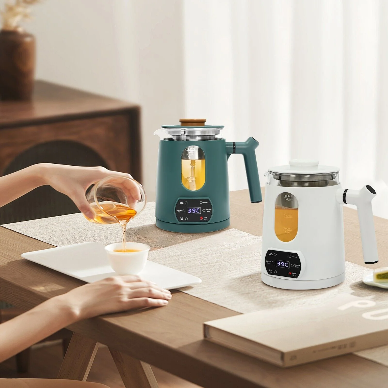 600W 0.8L/27oz Temperature Control Electric Tea Kettle, Water Boiler & Heater, Electric Tea Pot