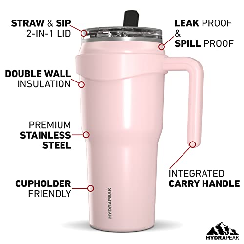 Hydrapeak Roadster 40oz Stainless Steel Tumbler Double Wall Vacuum Insulated Water Bottle With Handle And 2 in 1 Straw Lid (Aqua)