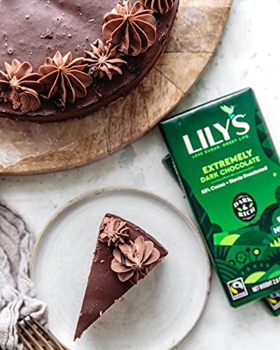 Extremely Dark Chocolate Bar by Lily's | Made with Stevia, No Added Sugar, Low-Carb, Keto Friendly | 85% Cocoa | Fair Trade, Gluten-Free & Non-GMO | 2.8 ounce, 4-Pack