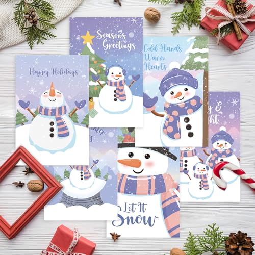 SuperShunhu 24 Cute Snowman Christmas Cards Set, Holiday Season Greeting Cards Pack with Envelopes, 4x6 Inch, Boxed Christmas Holiday Cards